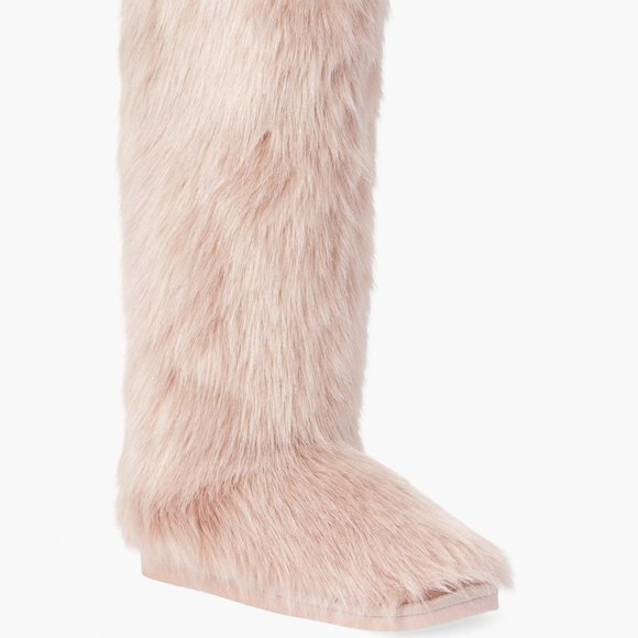 SHOEDAZZLE FAUX FUR KNEE HI BOOT 1" HEEL 16" SHAFT DBL PADDED SOLE PULL-ON - Picture 5 of 5